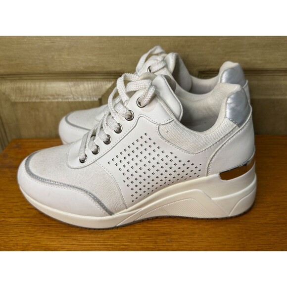 Cestfini Womens Hidden High Heel Fashion Wedge Sneakers White Size L - Picture 4 of 11